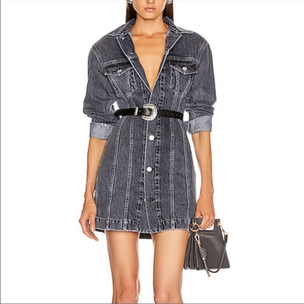 Helmut Lang Black Mini Dress Plunge Notched Collar